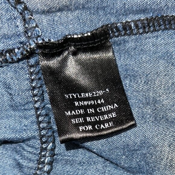 Lapis Anthropologie Tiered Smocked Denim Maxi Peasant Prairie Boho Dress Sz M - Picture 3 of 15